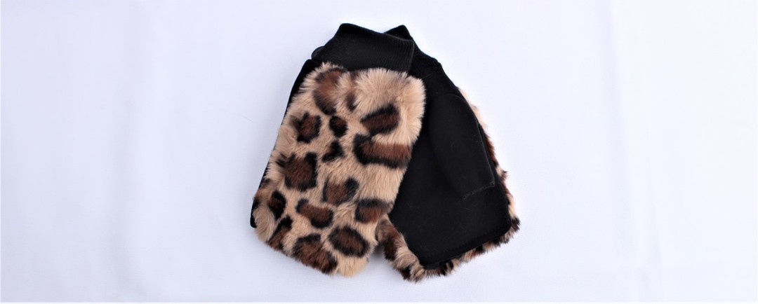Shackelford animal print fingerless faux fur  glove brown Style; S/LK4962BRN image 0